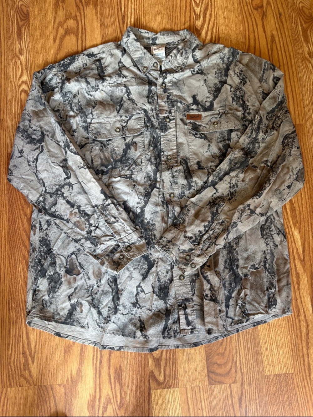 Woolrich Gray and Black Marbled Button-Down Shirt